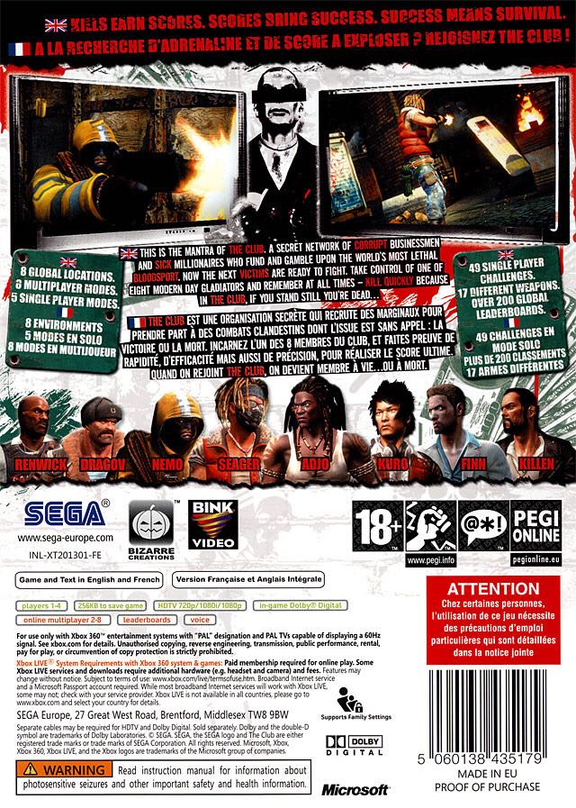 The Club - Microsoft Xbox 360 (Sega - 1-4) video game collectible [Barcode 5060138434035] - Main Image 2