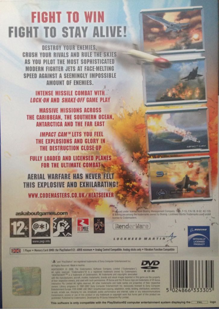 Heatseeker - Sony PlayStation 2 (PS2) (Codemasters - 1) video game collectible [Barcode 5024866333305] - Main Image 2