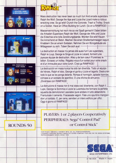 Rampage - Sega Master System (Activision) video game collectible - Main Image 2