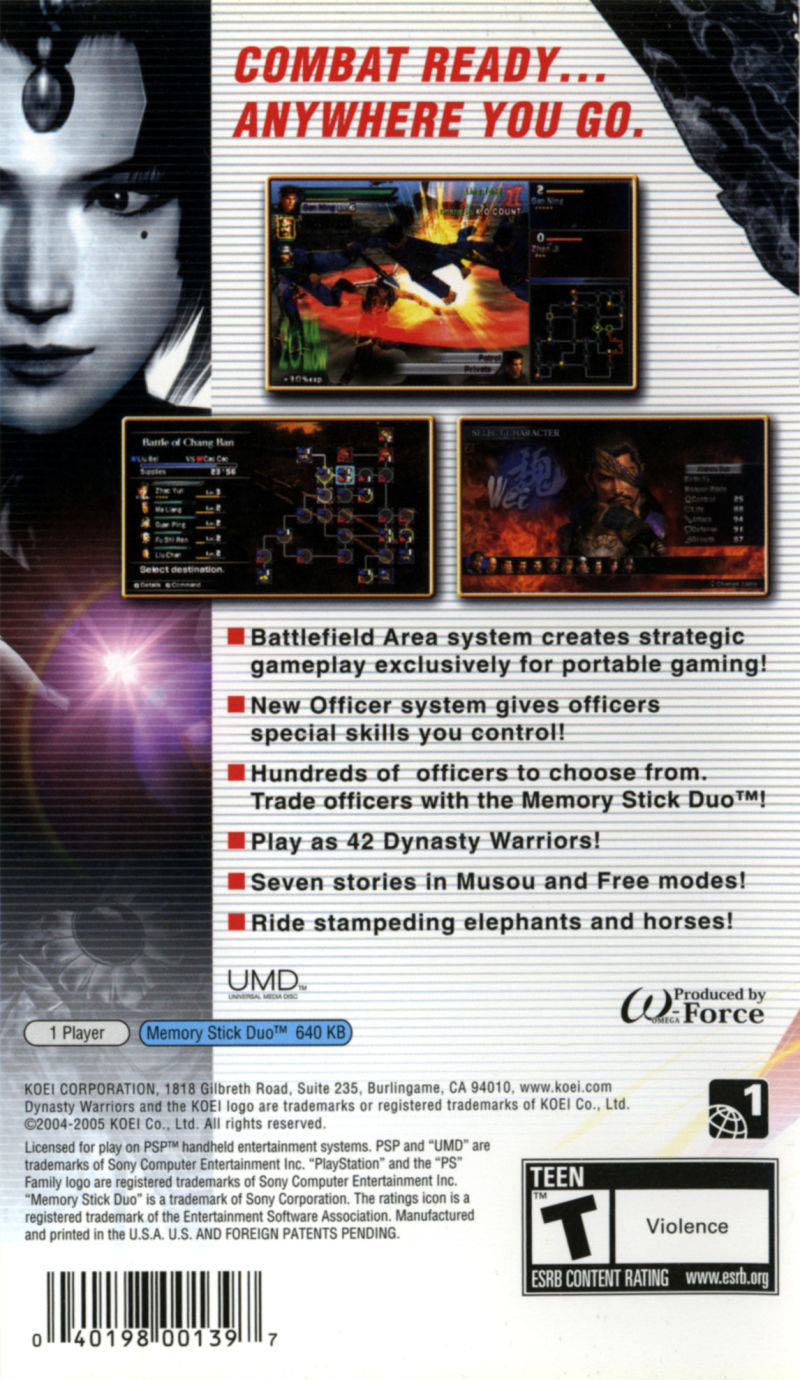 Dynasty Warriors - Sony PlayStation Portable (PSP) (Koei - 1) video game collectible [Barcode 040198001397] - Main Image 2