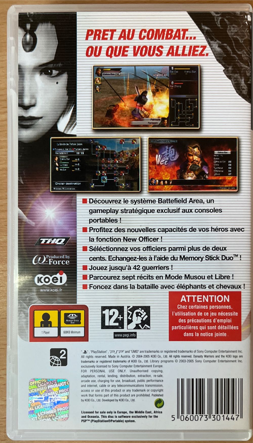 PSP / Dynasty Warriors - Sony PlayStation Portable (PSP) (1) video game collectible [Barcode 5060073301447] - Main Image 2