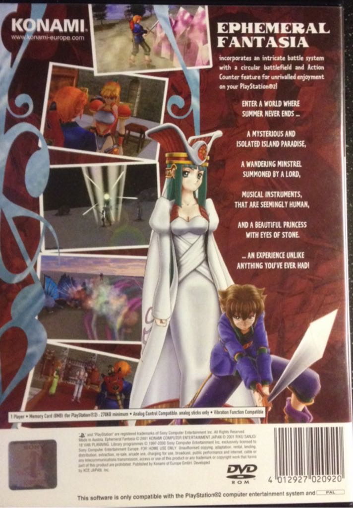 Ephemeral Fantasia - Sony PlayStation 2 (PS2) (Konami - 1) video game collectible [Barcode 4012927020920] - Main Image 2