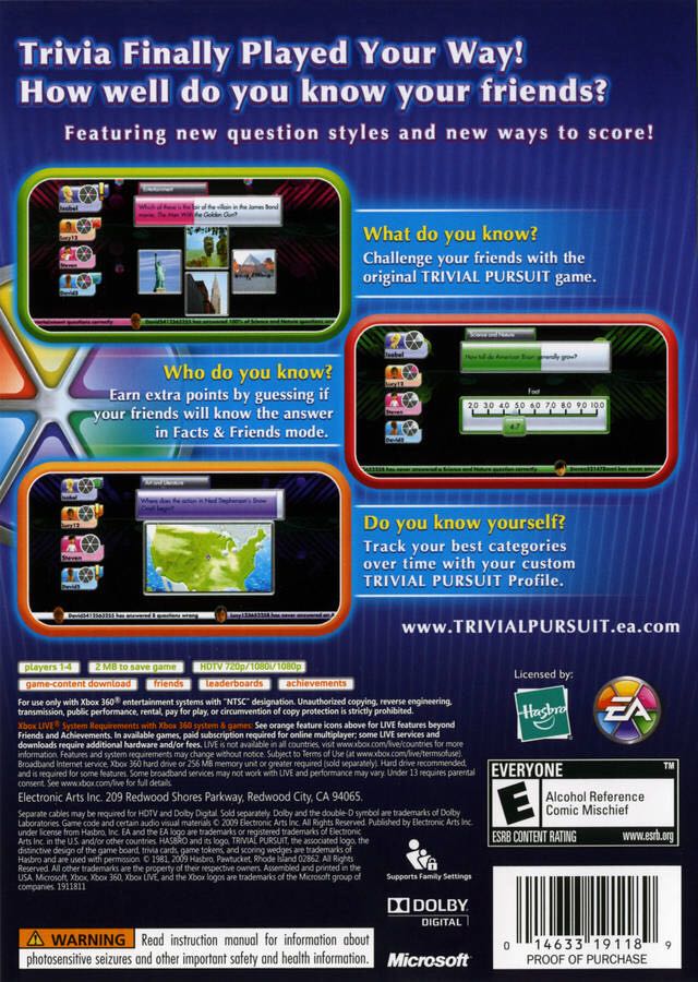 Trivial Pursuit - Microsoft Xbox 360 (Electronic Arts/EA Games - 4) video game collectible [Barcode 014633361896] - Main Image 2
