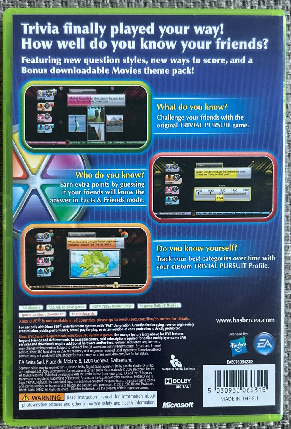 Trivial Pursuit - Microsoft Xbox 360 (Electronic Arts - 4) video game collectible [Barcode 5030930069315] - Main Image 2