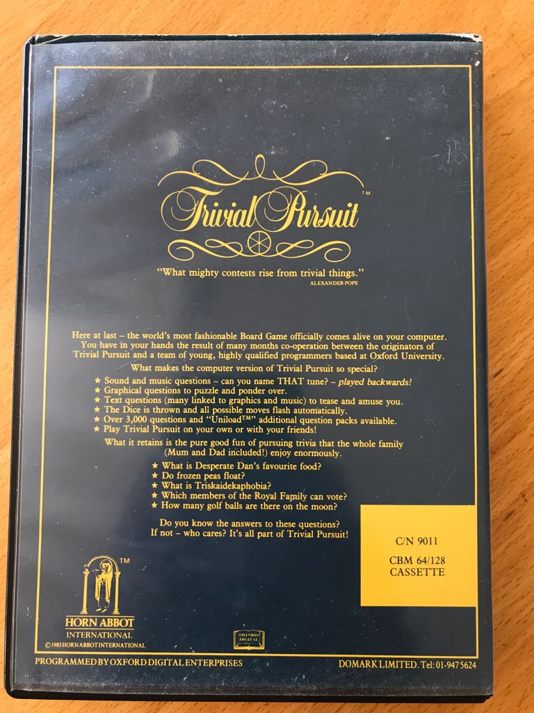Trivial Pursuit - Commodore 64 video game collectible - Main Image 2