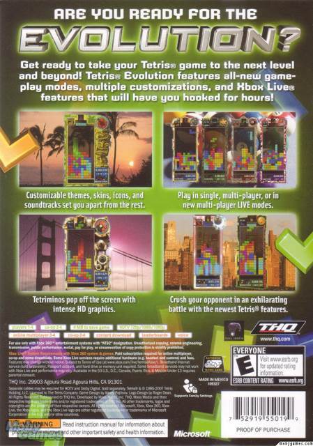 Tetris Evolution - Microsoft Xbox 360 (THQ - 4) video game collectible [Barcode 752919550199] - Main Image 2