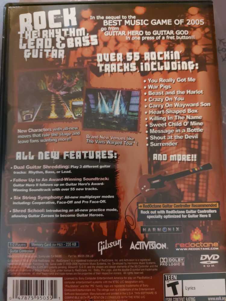 Guitar Hero 2 - Sony PlayStation 2 (PS2) (Activision - 2) video game collectible [Barcode 047875950351] - Main Image 3