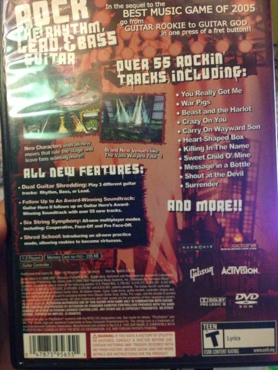 Guitar Hero II :: Greatest Hits - Sony PlayStation 2 (PS2) (Activision - 1-2) video game collectible [Barcode 047875956551] - Main Image 2