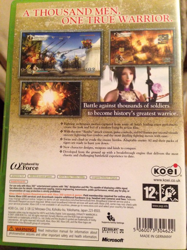 Dynasty Warriors 6 - Microsoft Xbox 360 (Koei - 1) video game collectible [Barcode 5060073304622] - Main Image 2