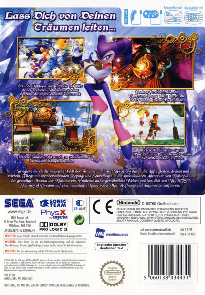 Nights: Journey of Dreams - Nintendo Wii (Sega - 1-2) video game collectible [Barcode 5060138434431] - Main Image 2