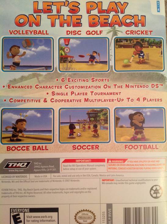 Big Beach Sports - Nintendo Wii (THQ - 4) video game collectible [Barcode 785138301624] - Main Image 2