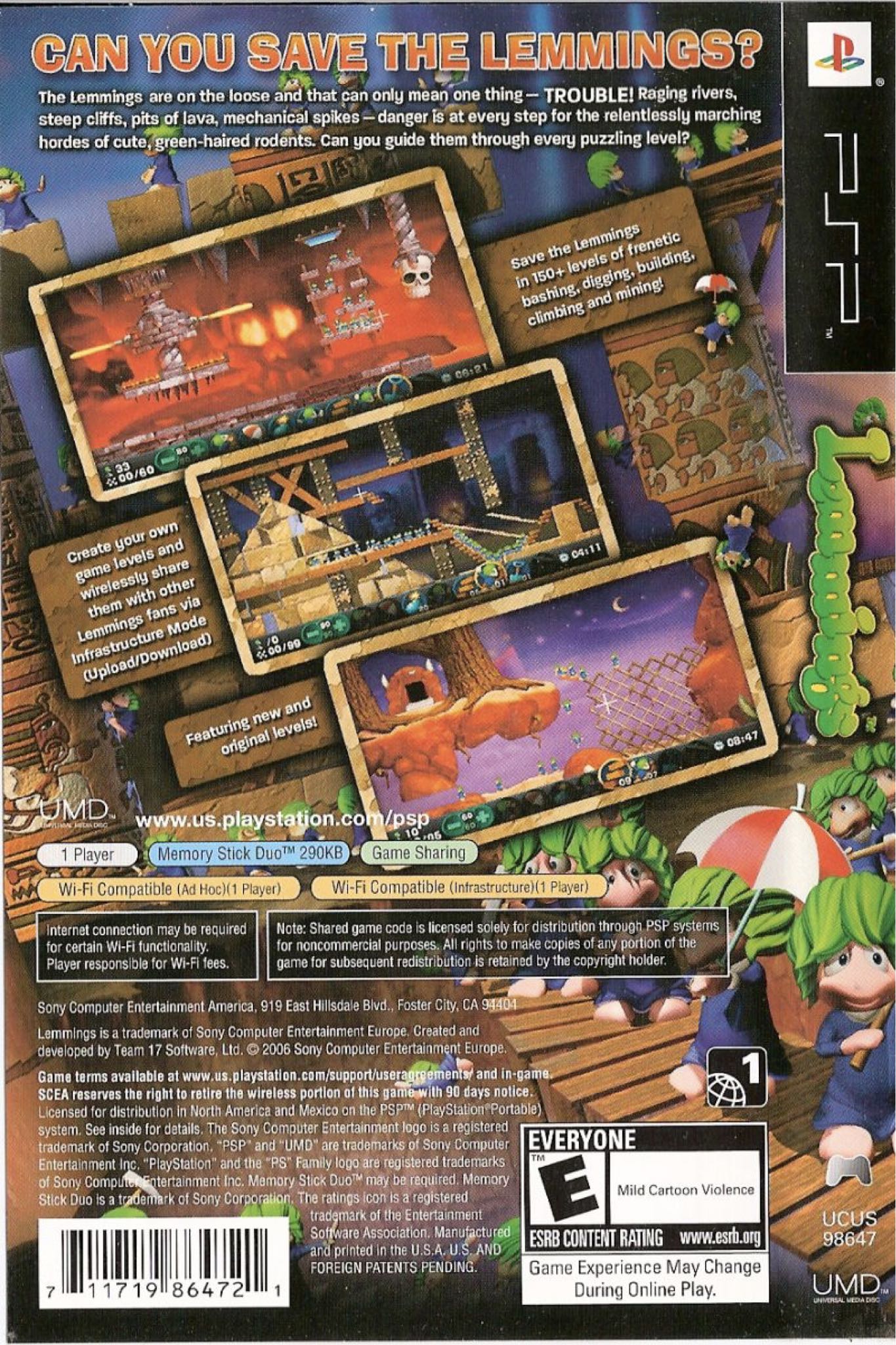 Lemmings - PlatinumSony PSP - Sony PlayStation Portable (PSP) video game collectible [Barcode 711719613596] - Main Image 2