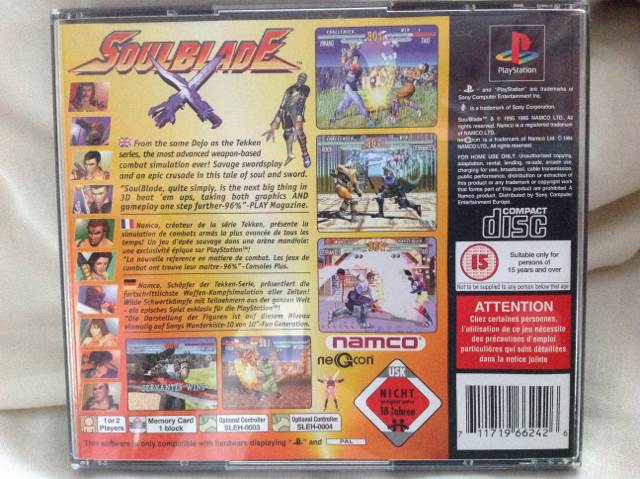 Soul Blade - Sony PlayStation (Namco - 2) video game collectible [Barcode 711719662426] - Main Image 2