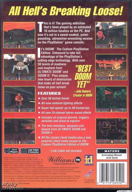 Doom - Sony PlayStation (Williams Entertainment - 1) video game collectible [Barcode 031719269501] - Main Image 2