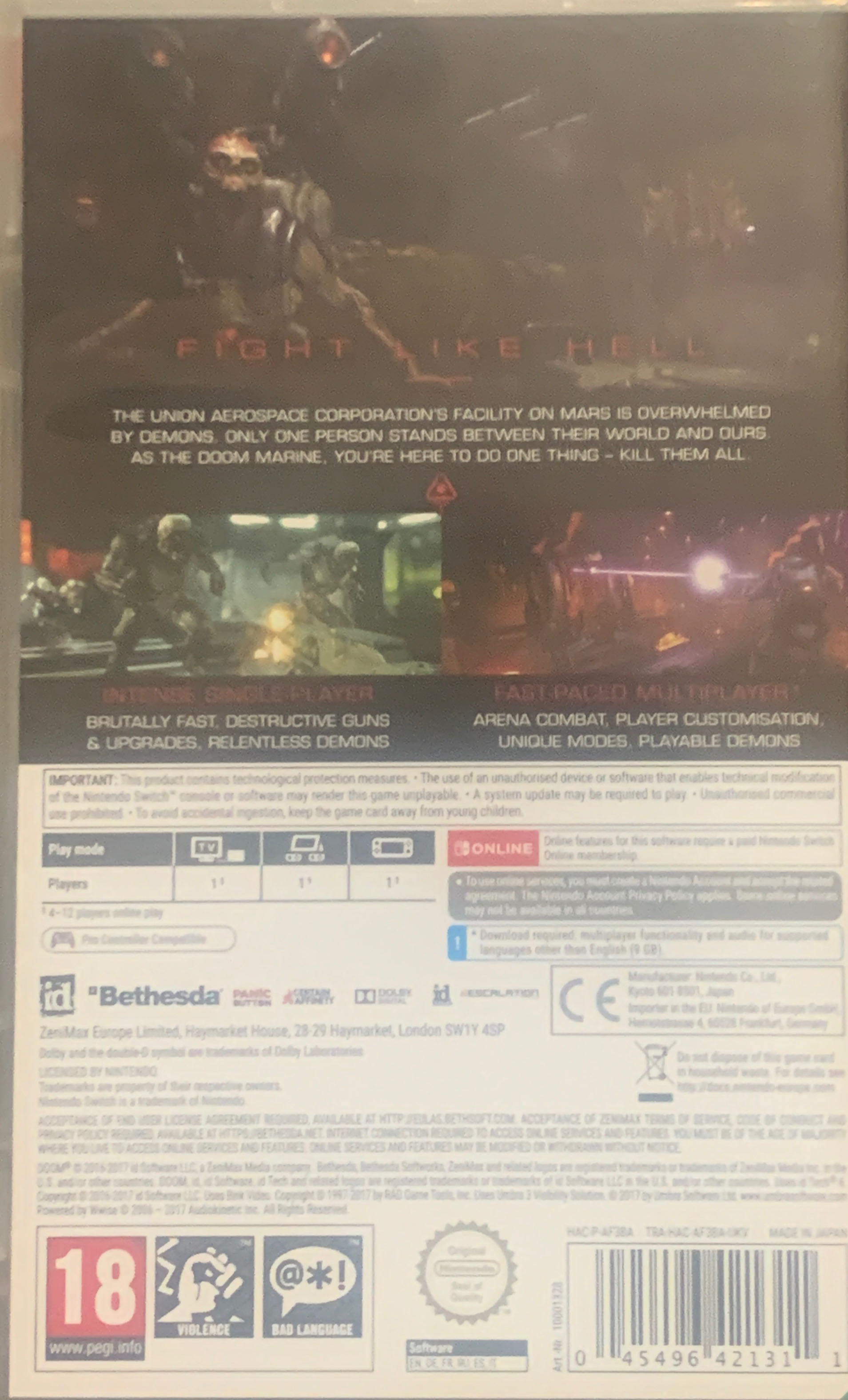 Doom - Nintendo Switch (id + Bethesda - 1-12) video game collectible [Barcode 045496421311] - Main Image 2