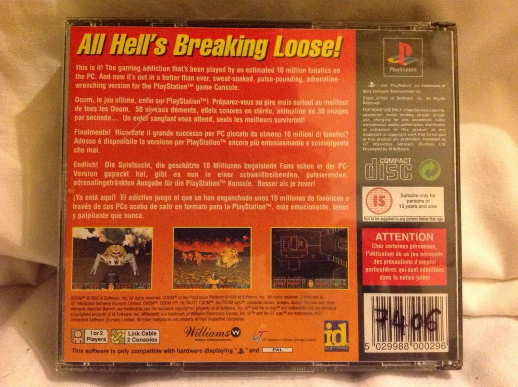 Doom - Sony PlayStation (GT Interactive - 2) video game collectible [Barcode 082998000088] - Main Image 2