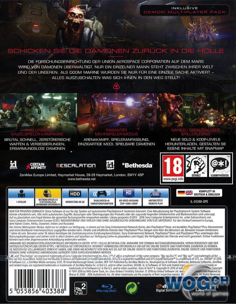 Doom - Sony PlayStation 4 (PS4) (ID Software - 1) video game collectible [Barcode 093155170285] - Main Image 2
