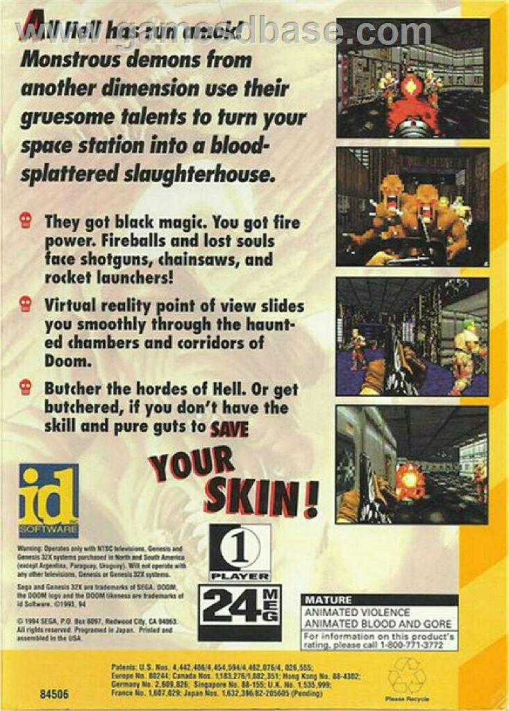 Doom - Sega 32X (Sega - 1) video game collectible [Barcode 4974365845063] - Main Image 2