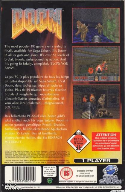 Doom - Sega Saturn (GT Interactive - 1) video game collectible [Barcode 5029988000579] - Main Image 2