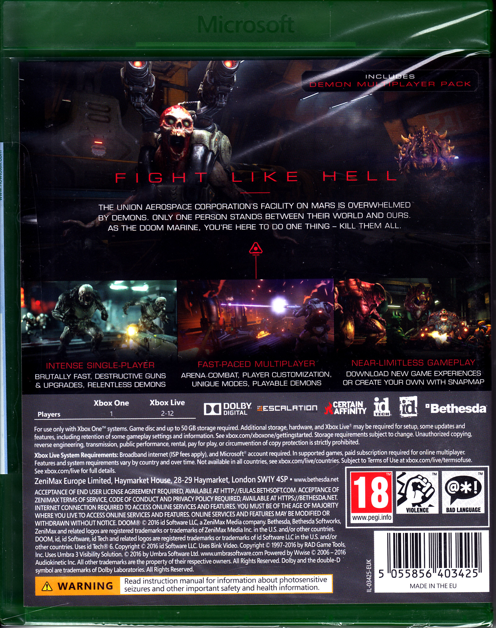 Doom - Microsoft Xbox One (Bethesda - 1) video game collectible [Barcode 5055856403425] - Main Image 2