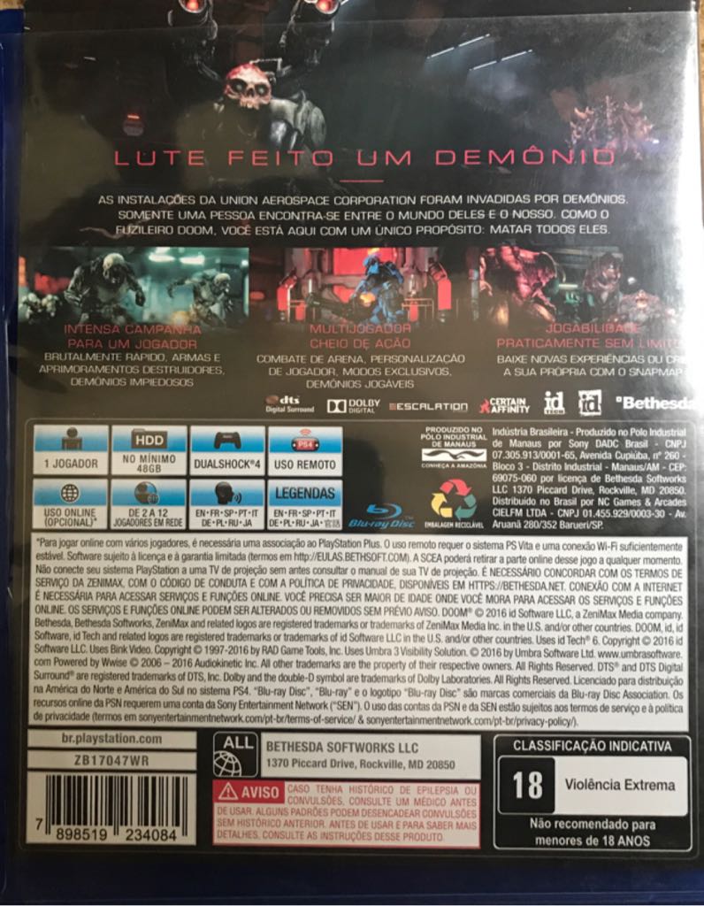 Doom - Sony PlayStation 4 (PS4) (Bethesda Softworks - 1-2) video game collectible [Barcode 7898519234084] - Main Image 2