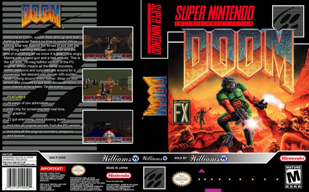 Doom - Nintendo Super Nintendo Entertainment System (SNES) video game collectible - Main Image 2