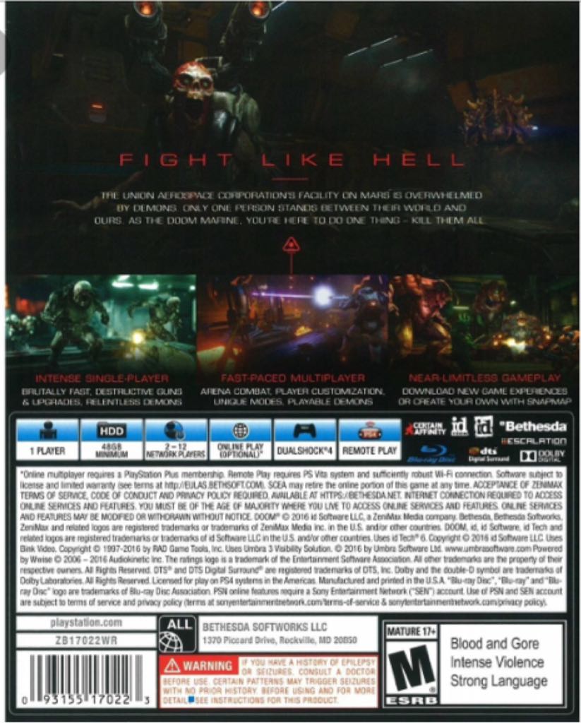 Doom - Sony PlayStation 4 (PS4) video game collectible - Main Image 2