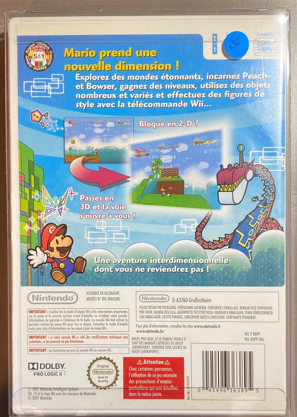 WII / Super Paper Mario - Nintendo Wii (1) video game collectible [Barcode 045496363895] - Main Image 3