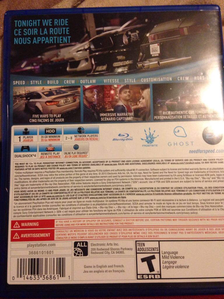 Need for Speed - Sony PlayStation 4 (PS4) video game collectible - Main Image 2