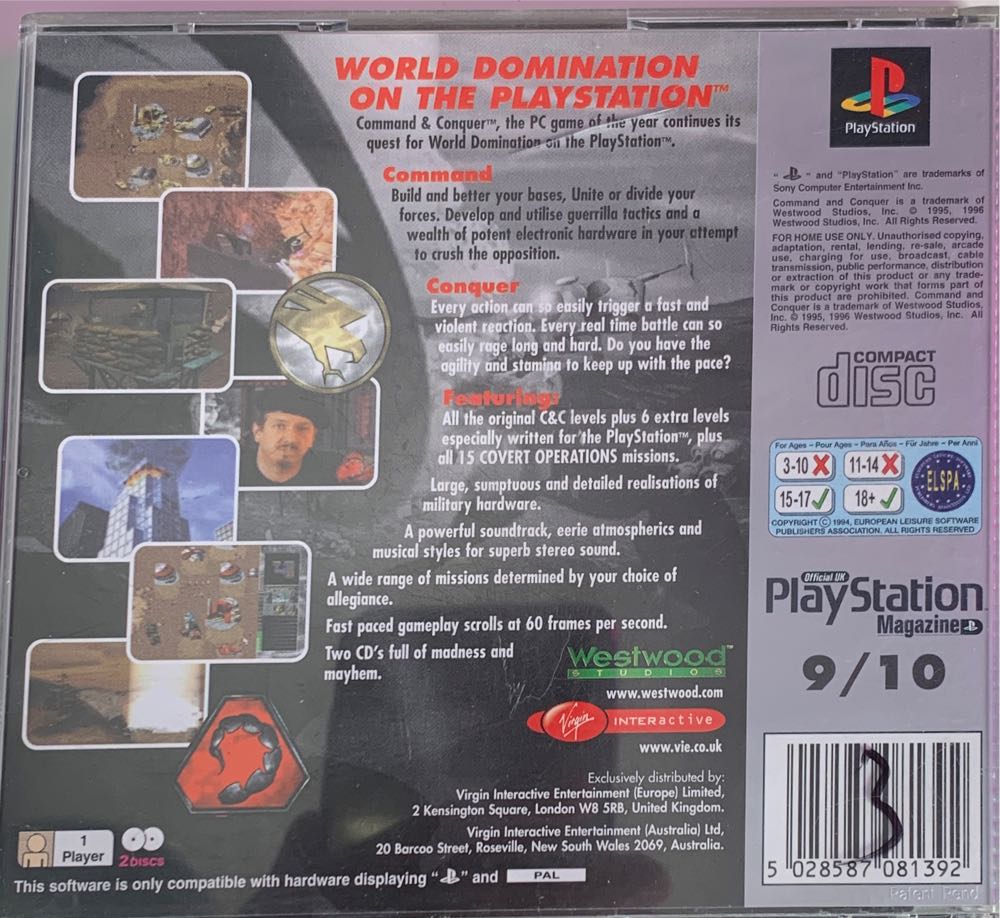 Command and Conquer - Sony PlayStation (Westwood Studios - 1) video game collectible [Barcode 5028587081392] - Main Image 2