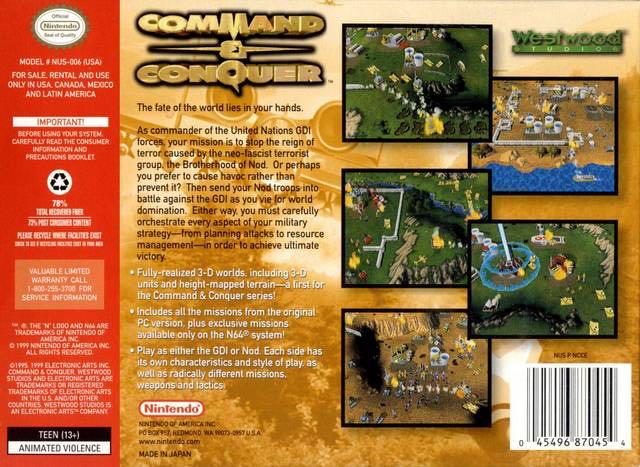 Command and Conquer - Nintendo 64 (N64) video game collectible - Main Image 2