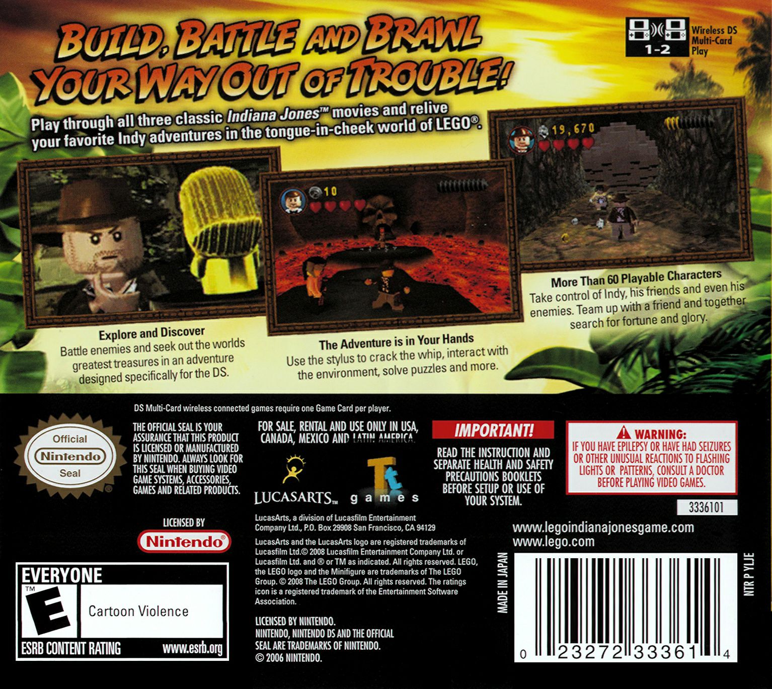 LEGO Indiana Jones: The Original Adventures - Nintendo DS (Lucas Arts - 1) video game collectible [Barcode 0023272006525] - Main Image 2