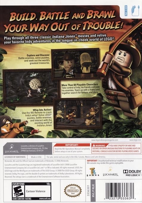LEGO Indiana Jones: The Original Adventures - Nintendo Wii (Nintendo - 2) video game collectible [Barcode 023272006051] - Main Image 2