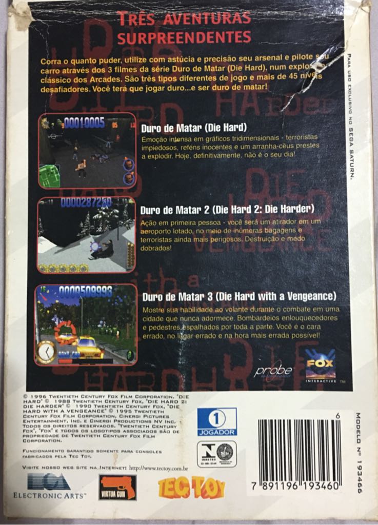 Die Hard Trilogy - Sega Saturn (TEC TOY - 1) video game collectible [Barcode 7891196193460] - Main Image 2