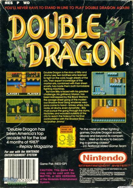 Double Dragon - Nintendo Entertainment System (NES) (Tradewest - 1-2) video game collectible [Barcode 031719198832] - Main Image 2