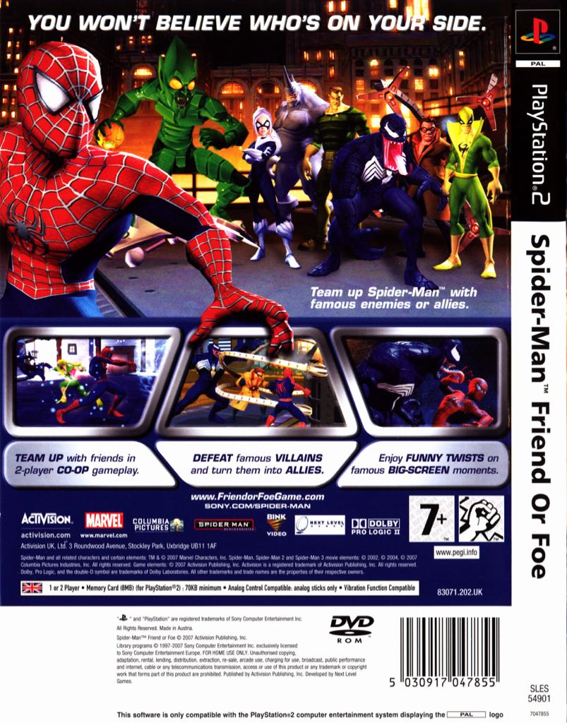 Spider-man: Friend or Foe - Sony PlayStation 2 (PS2) (Activation - 1) video game collectible [Barcode 5030917047855] - Main Image 2