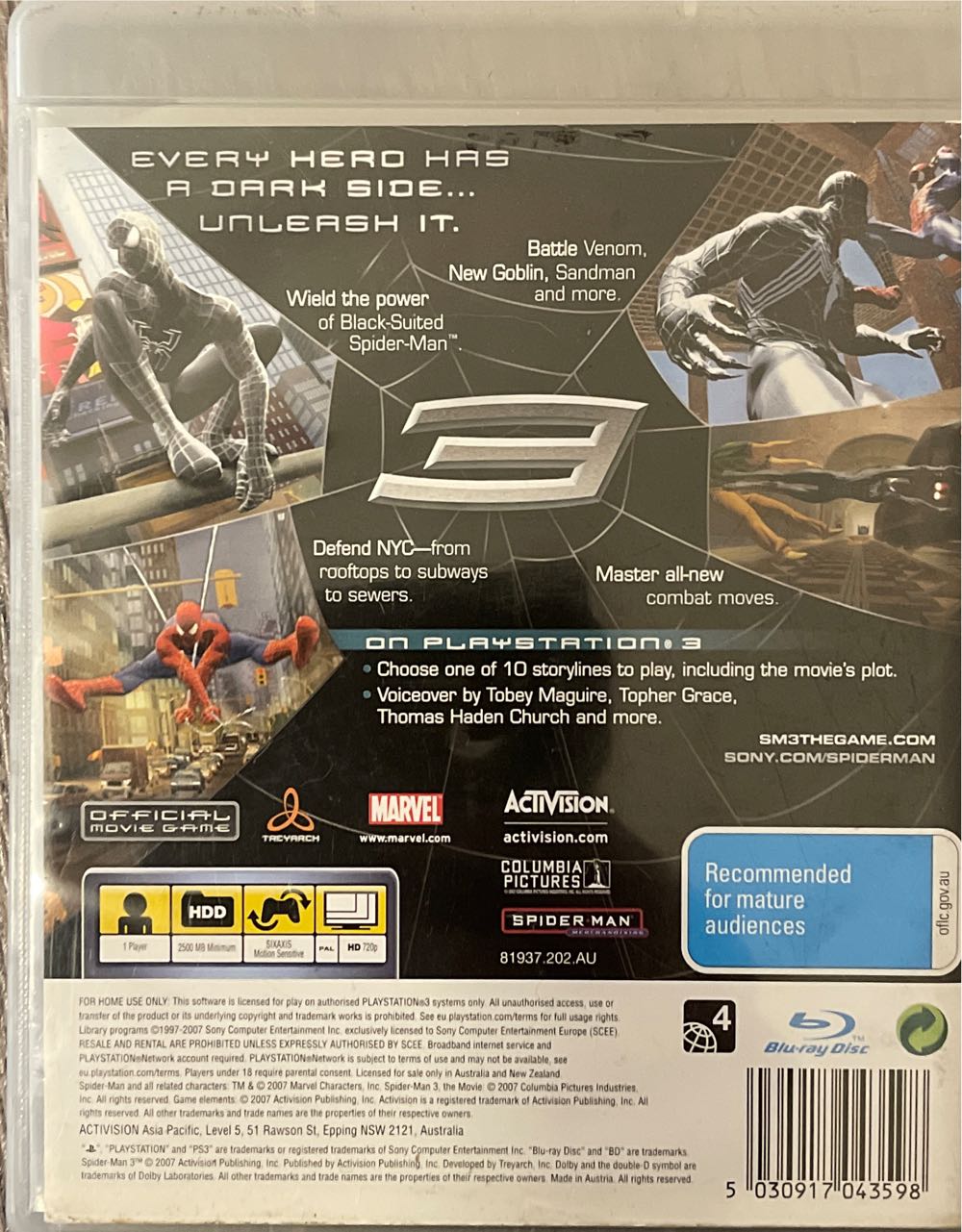 Spider-Man 3 - Sony PlayStation 3 (PS3) (1) video game collectible [Barcode 5030917043598] - Main Image 2