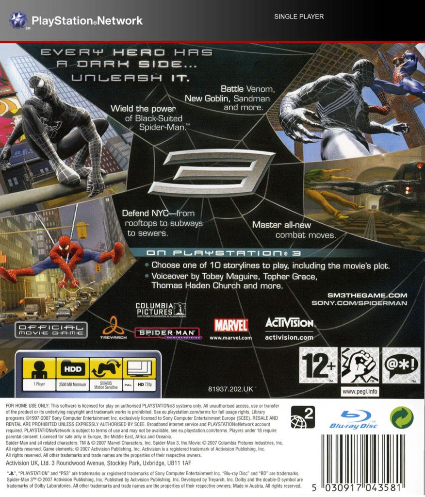 Spider-Man 3 - Sony PlayStation 3 (PS3) video game collectible [Barcode 5030917043604] - Main Image 2