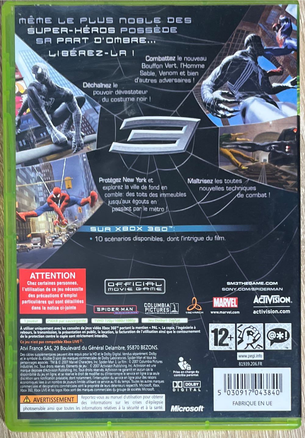 X360 / Spider-Man 3 - Microsoft Xbox 360 (1) video game collectible [Barcode 5030917043840] - Main Image 2