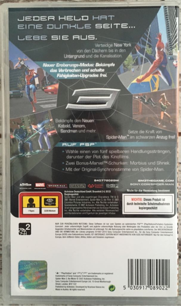 Spider-Man 3 - Sony PlayStation Portable (PSP) video game collectible [Barcode 5030917089022] - Main Image 2