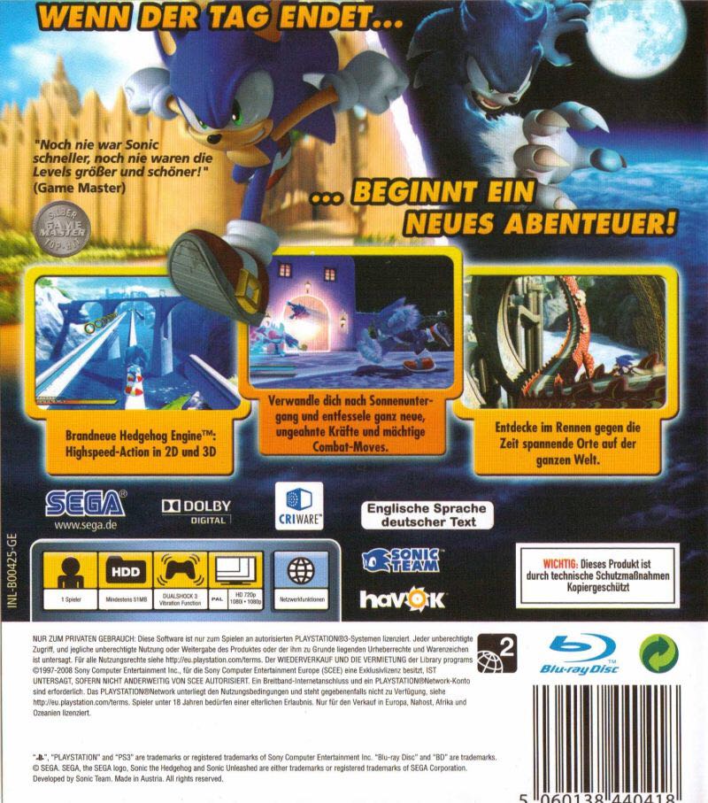 Sonic Unleashed - Sony PlayStation 3 (PS3) (Sega - 1) video game collectible [Barcode 5060138440401] - Main Image 2