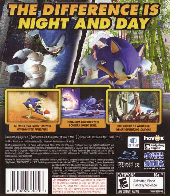 Sonic Unleashed - Sony PlayStation 3 (PS3) (Sega - 1) video game collectible [Barcode 5060138440418] - Main Image 2