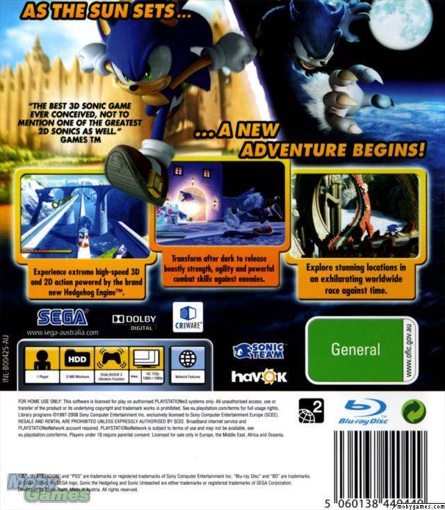 Sonic Unleashed - Sony PlayStation 3 (PS3) (Sega - 1) video game collectible [Barcode 5060138440470] - Main Image 2