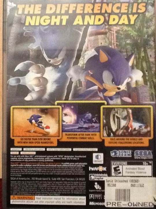 Sonic Unleashed - Microsoft Xbox 360 (Sega - 1) video game collectible [Barcode 5060138440586] - Main Image 2