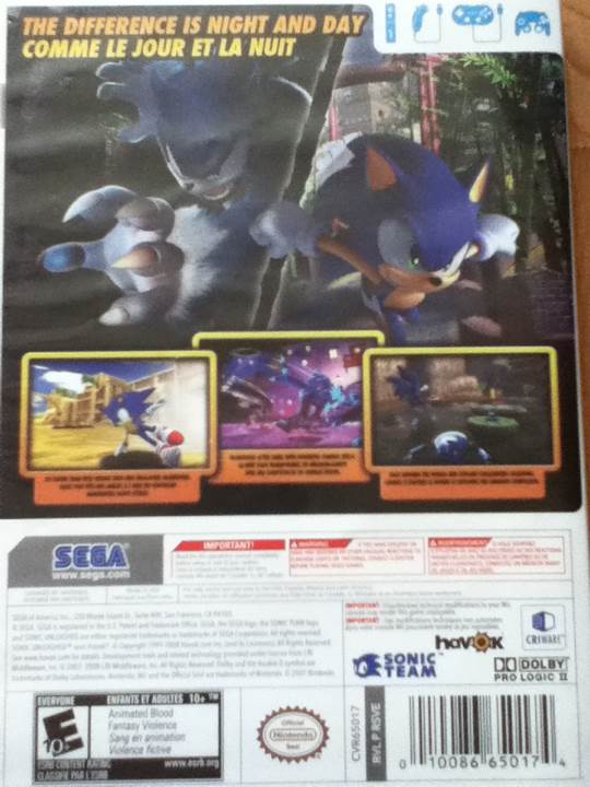 Sonic Unleashed - Nintendo Wii (Sega - 1) video game collectible [Barcode 5060138440647] - Main Image 2