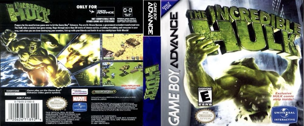 The Incredible Hulk - Nintendo Game Boy Advance (GBA) (Universal Interactive - 2) video game collectible [Barcode 020626718929] - Main Image 3