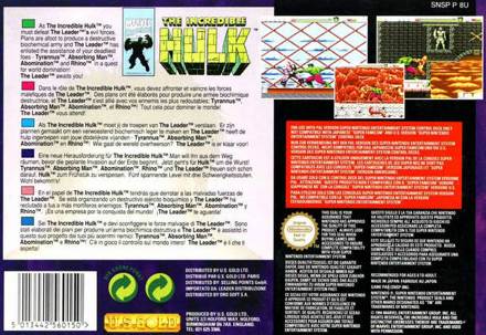 The Incredible Hulk - Sega Genesis (Mega Drive) (U.S. Gold - 1) video game collectible [Barcode 743175791068] - Main Image 2