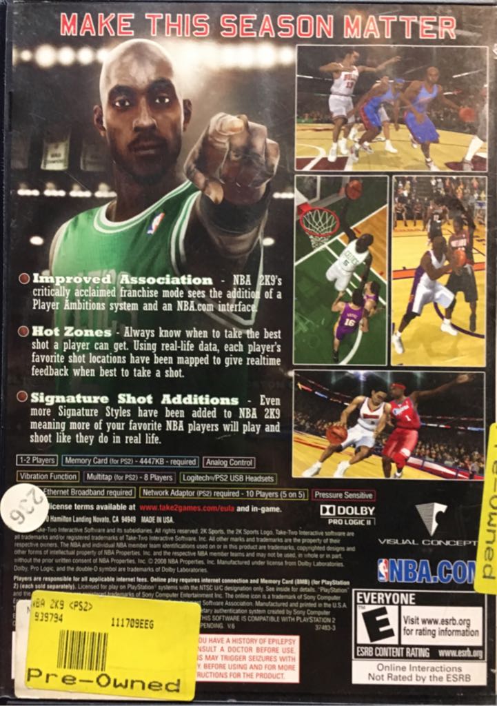 NBA 2K9 - Sony PlayStation 2 (PS2) (2K Sports - 1-2) video game collectible - Main Image 2