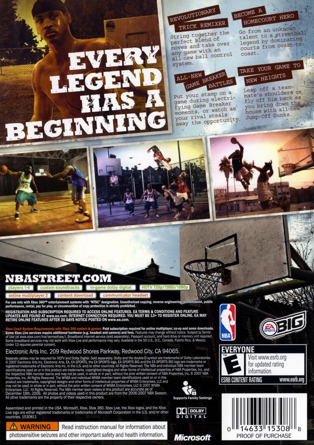 NBA Street Homecourt (Boîte) - Microsoft Xbox 360 (EA Electronics Arts - 1-4) video game collectible [Barcode 5030933052925] - Main Image 2
