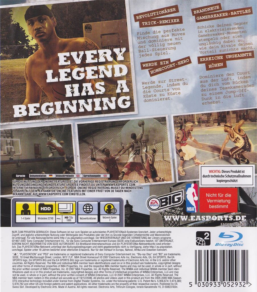 NBA Street Homecourt - Sony PlayStation 3 (PS3) (EA Sports Big - 1 - 4) video game collectible [Barcode 5030933052932] - Main Image 2